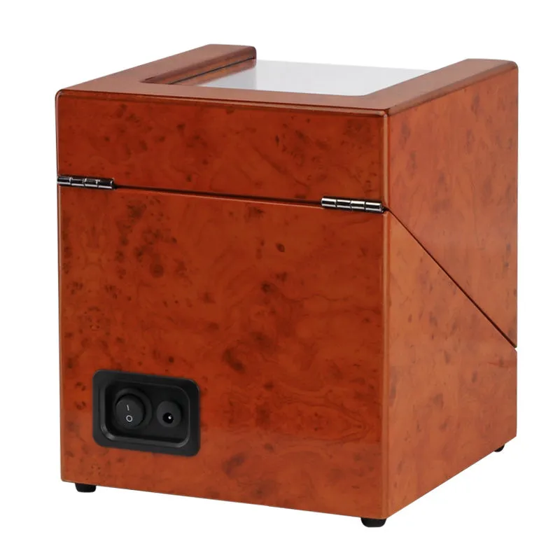 Burl Wood & Carbon Fiber Watch Winder for 2 Watches