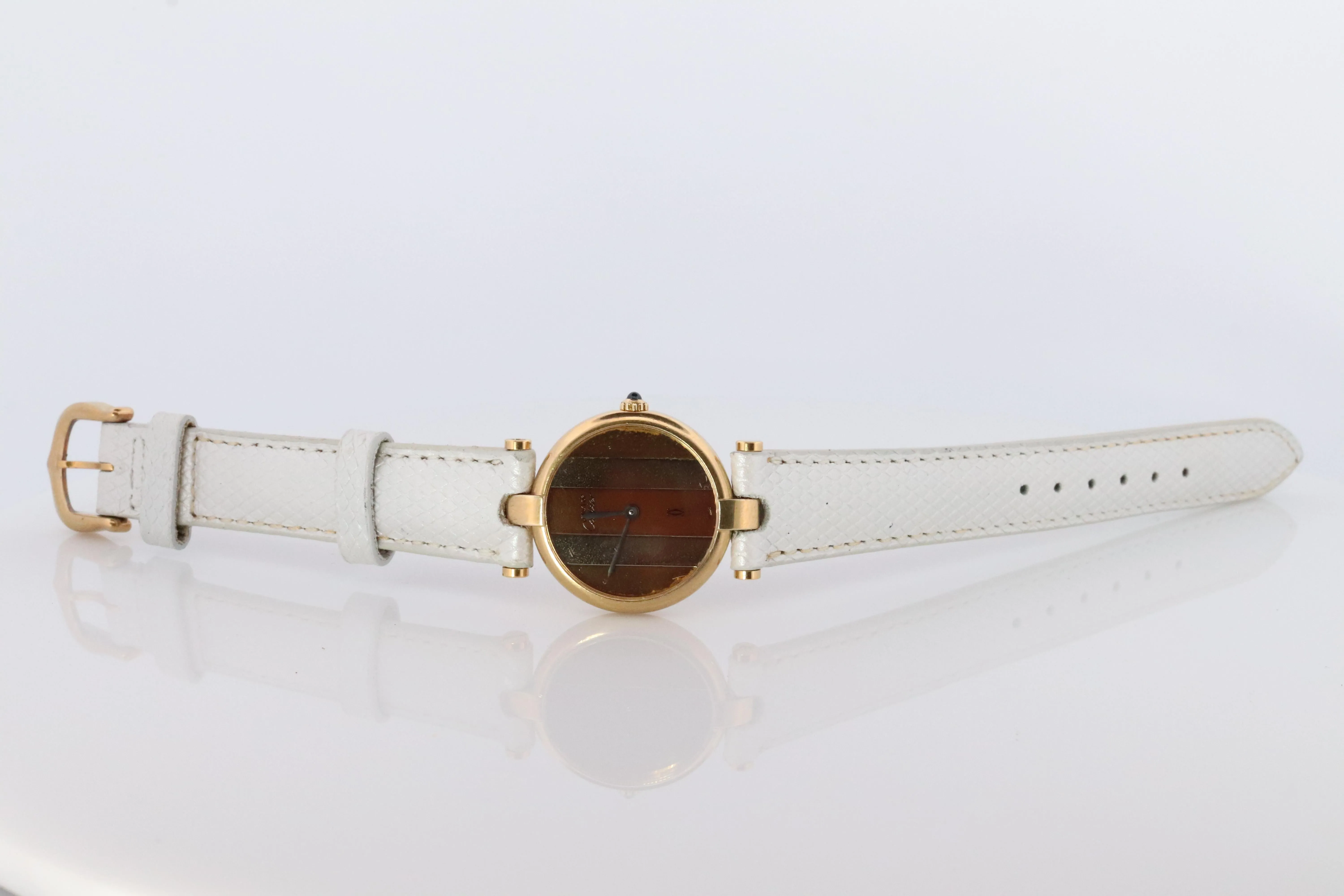 Cartier Watch Must de Cartier Vendome Round Argent Vermeil Trinity Tricolor Face