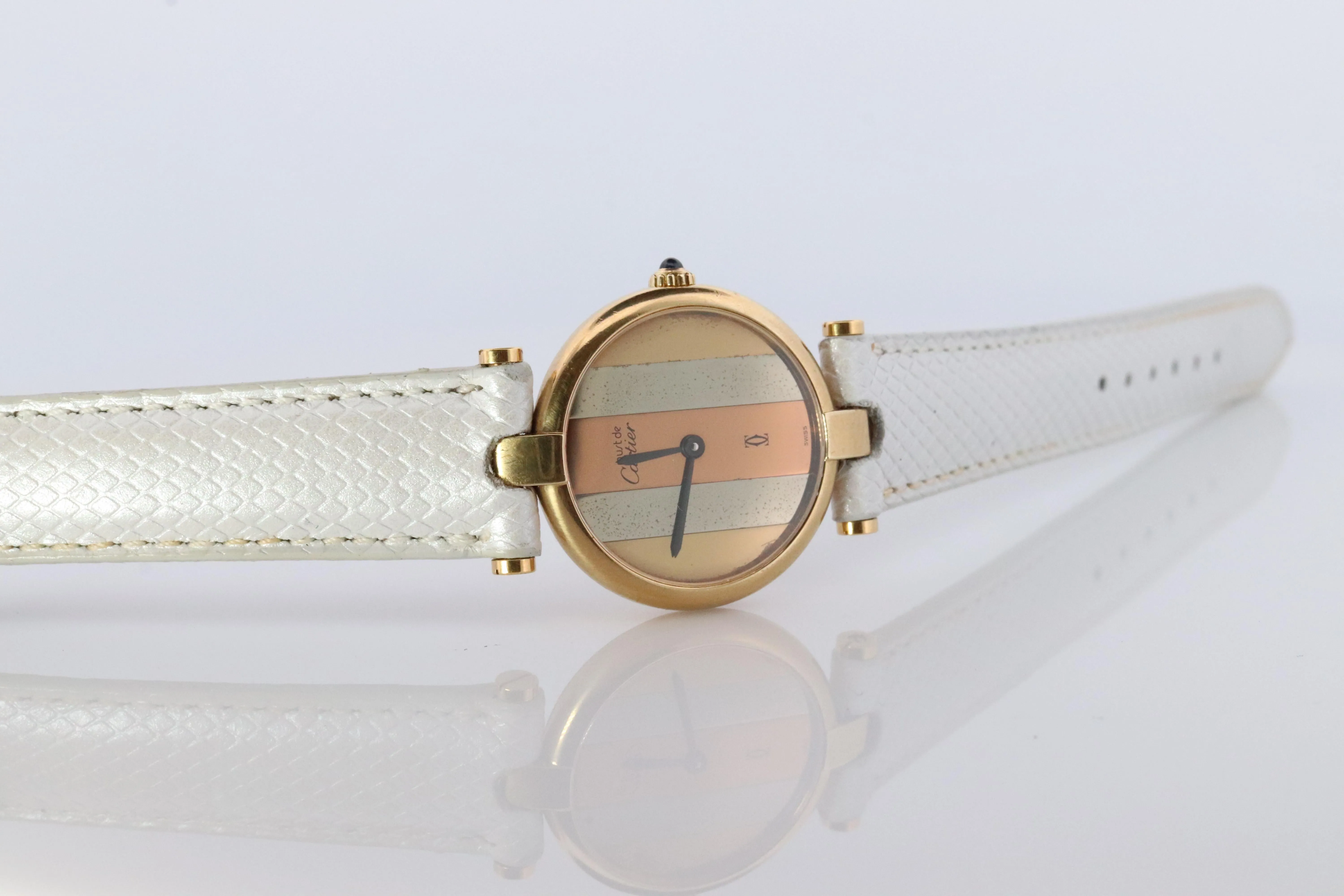 Cartier Watch Must de Cartier Vendome Round Argent Vermeil Trinity Tricolor Face