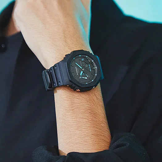 Casio G Shock Black and Blue Men's Watch GA-2100-1A2