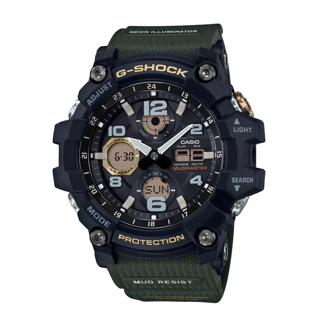 Casio G Shock Master Of G Mudmaster Black Case Green Band Model GSG-100-1A3DR