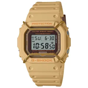 Casio Men's Gray Dial Gold Resin Band G-Shock Tone-on-Tone Wire Face Square Monochromatic Digital Japanese Quartz Watch - DW5600PT-5