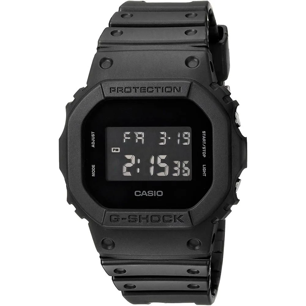 Casio Unisex G-Shock Black Resin Band Black Digital Dial Quartz Watch - DW-5600BB-1CR