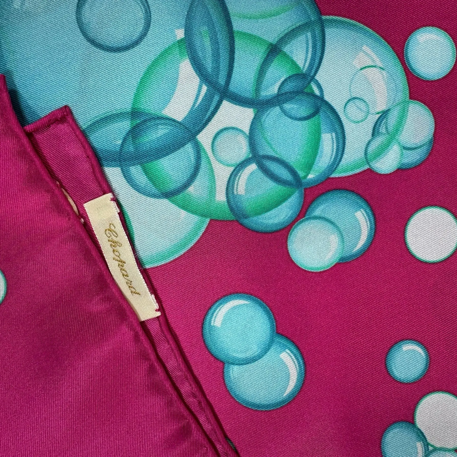 Chopard Scarf Fuchsia Happy Bubbles - Twill Silk Square Foulard