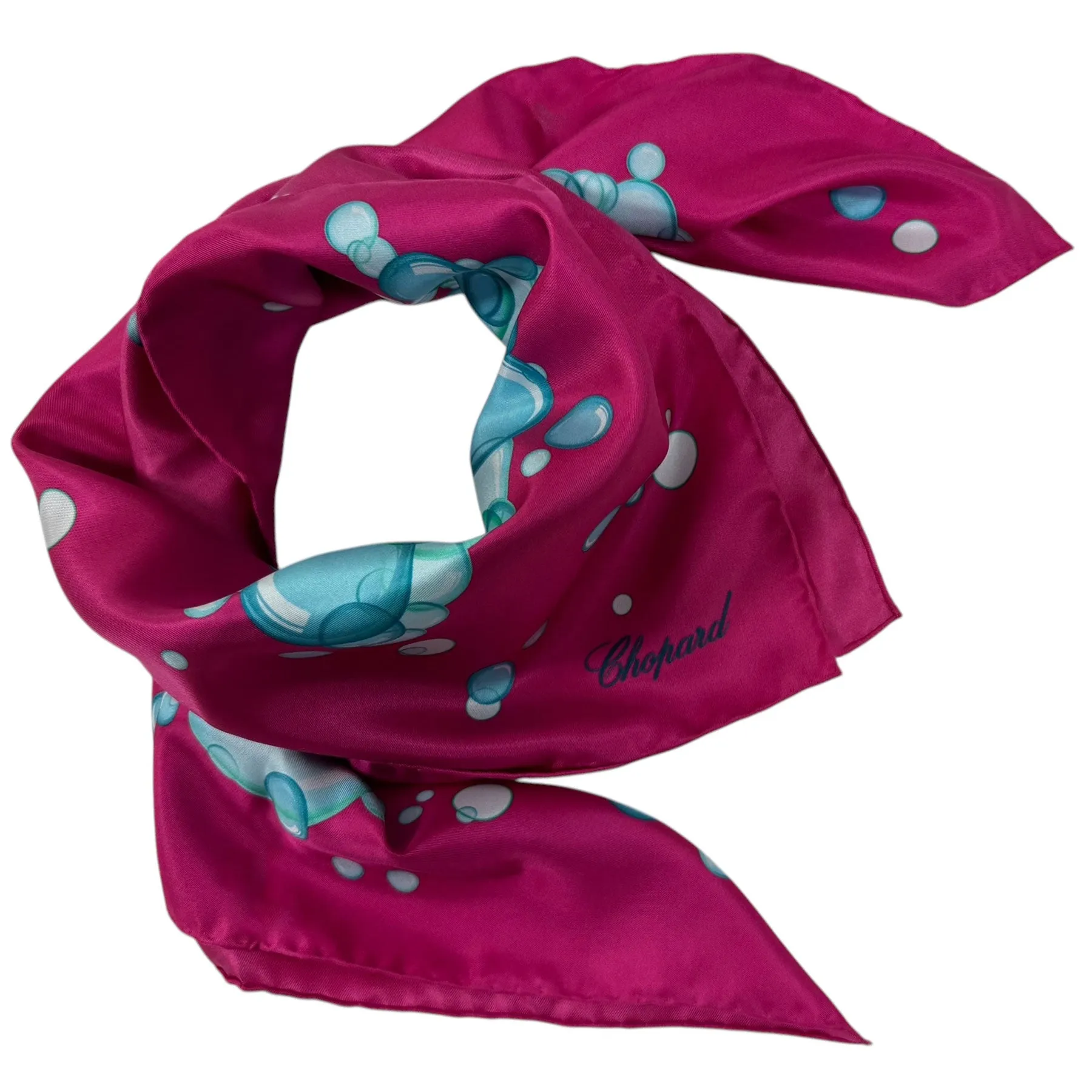 Chopard Scarf Fuchsia Happy Bubbles - Twill Silk Square Foulard