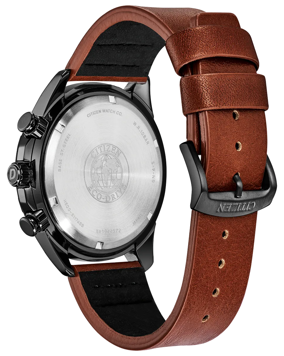 Citizen AT2447-01E Drive Eco-Drive Brown Leather Strap Men Watches