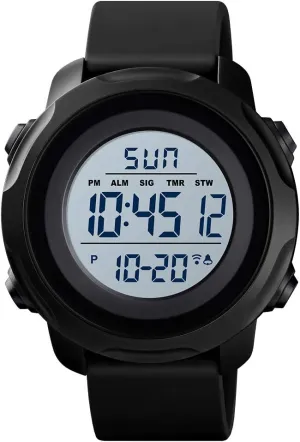CKE Men's Digital Sports Watch Military Electronic Waterproof Wrist Watches for Men with Stopwatch Alarm LED Backlight (White Dial)