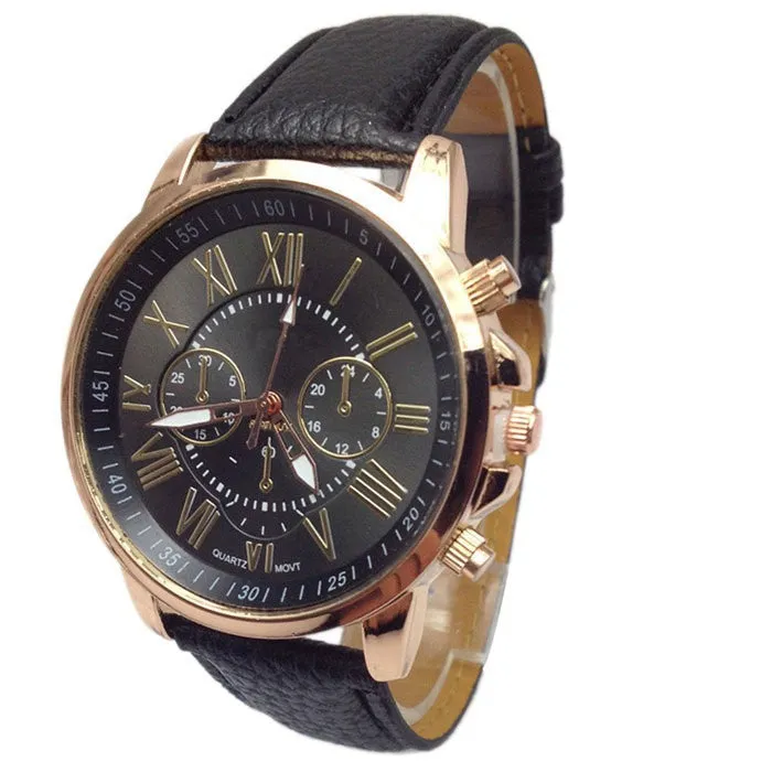 Classic Round Three Tone Faux Chronograph Quartz Watch With Bracelet Strap