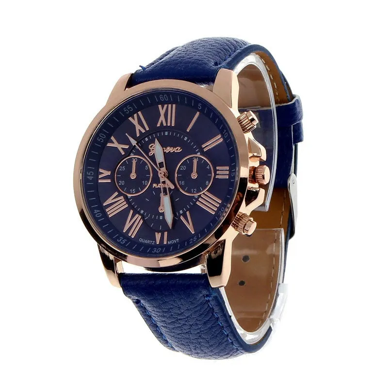 Classic Round Three Tone Faux Chronograph Quartz Watch With Bracelet Strap