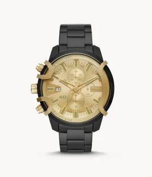 Diesel DZ4525 Chronograph Griffed Black Stainless Steel Bracelet Watch 48mm Men Watches