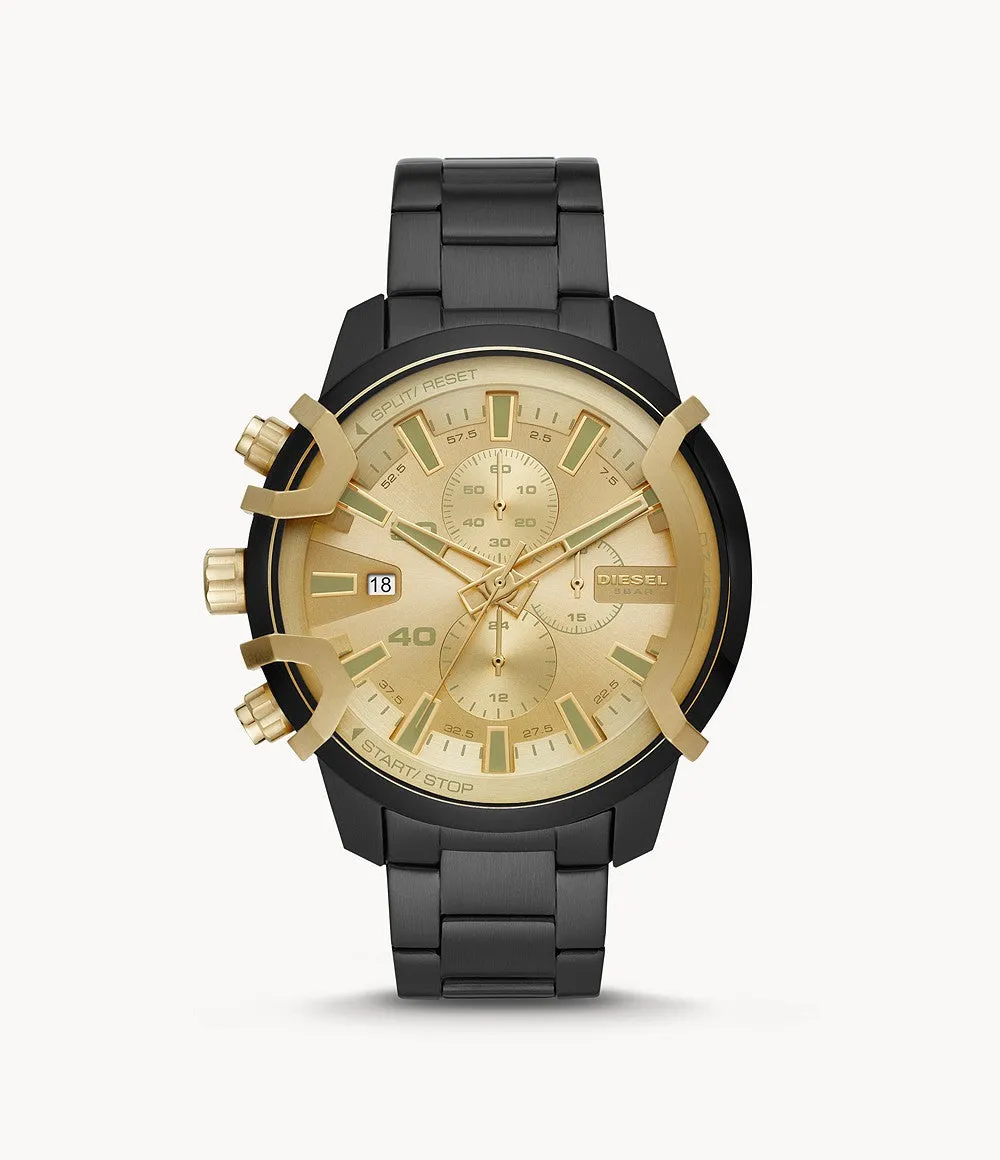 Diesel DZ4525 Chronograph Griffed Black Stainless Steel Bracelet Watch 48mm Men Watches