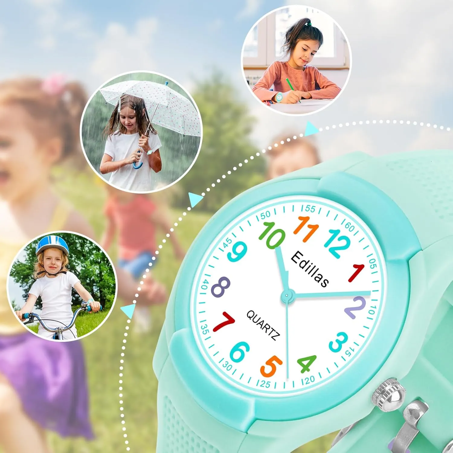Edillas Kids Analog Watch for Girls Boys, Children Waterproof Learning Time Wristwatch Easy to Read Time for Child