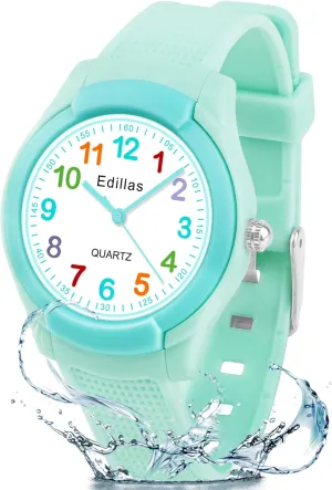 Edillas Kids Analog Watch for Girls Boys, Children Waterproof Learning Time Wristwatch Easy to Read Time for Child