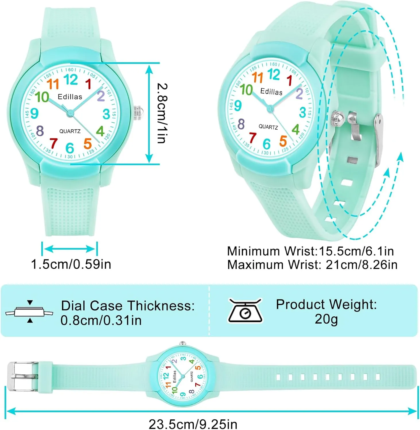 Edillas Kids Analog Watch for Girls Boys, Children Waterproof Learning Time Wristwatch Easy to Read Time for Child