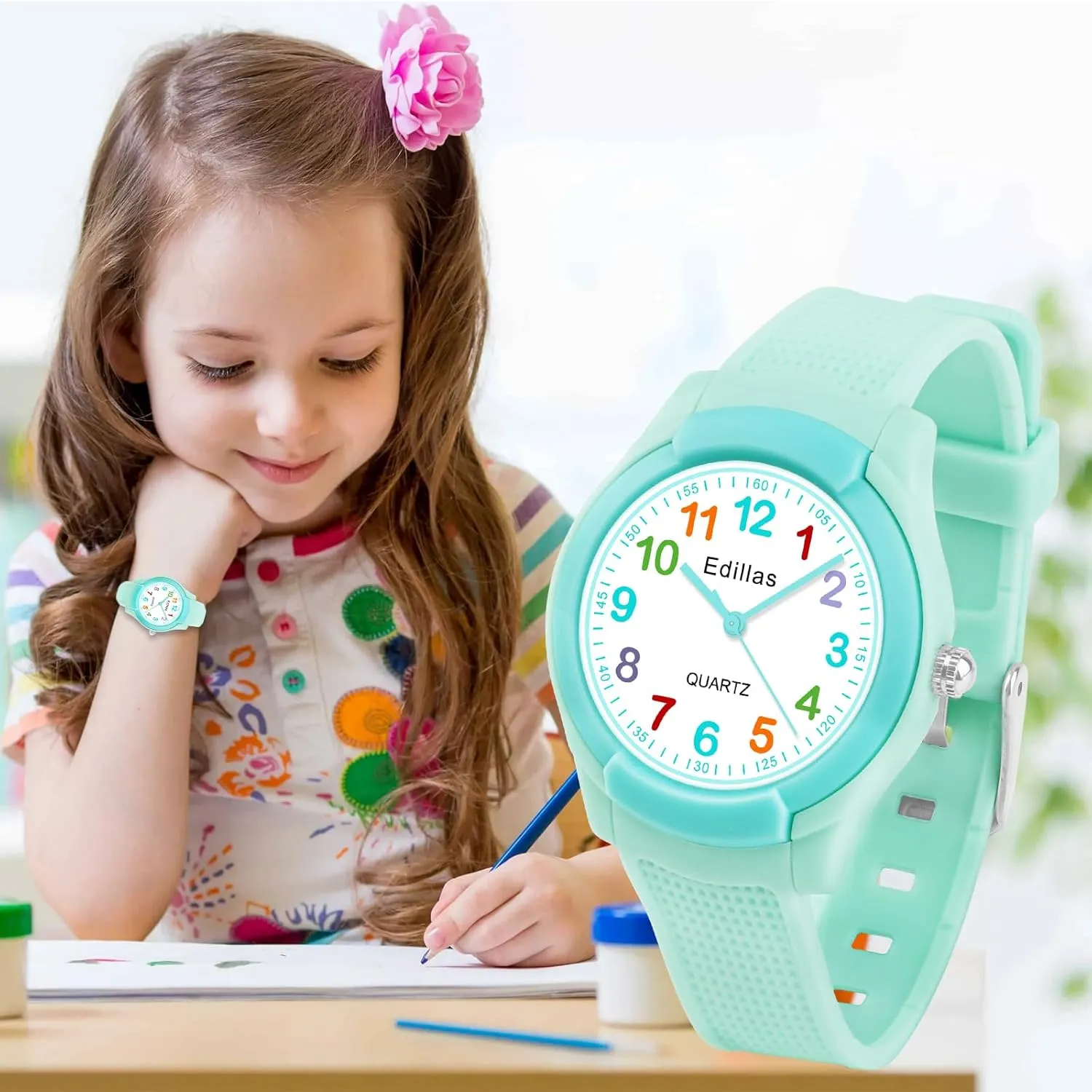 Edillas Kids Analog Watch for Girls Boys, Children Waterproof Learning Time Wristwatch Easy to Read Time for Child