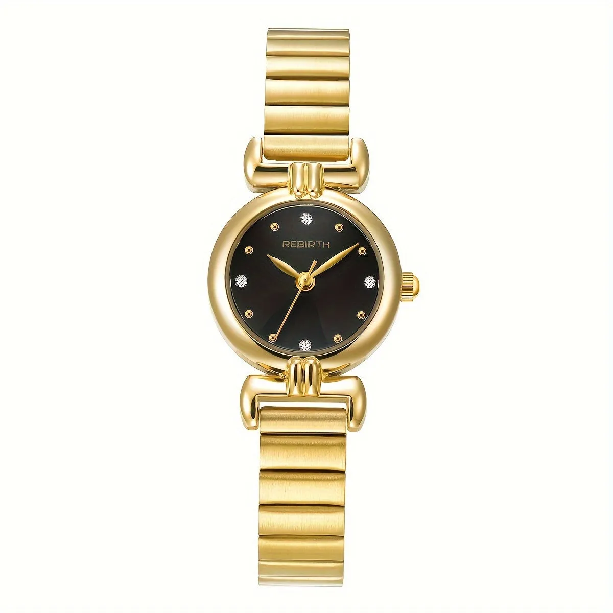 Elegant Gold Tone Quartz Watch with Stainless Steel