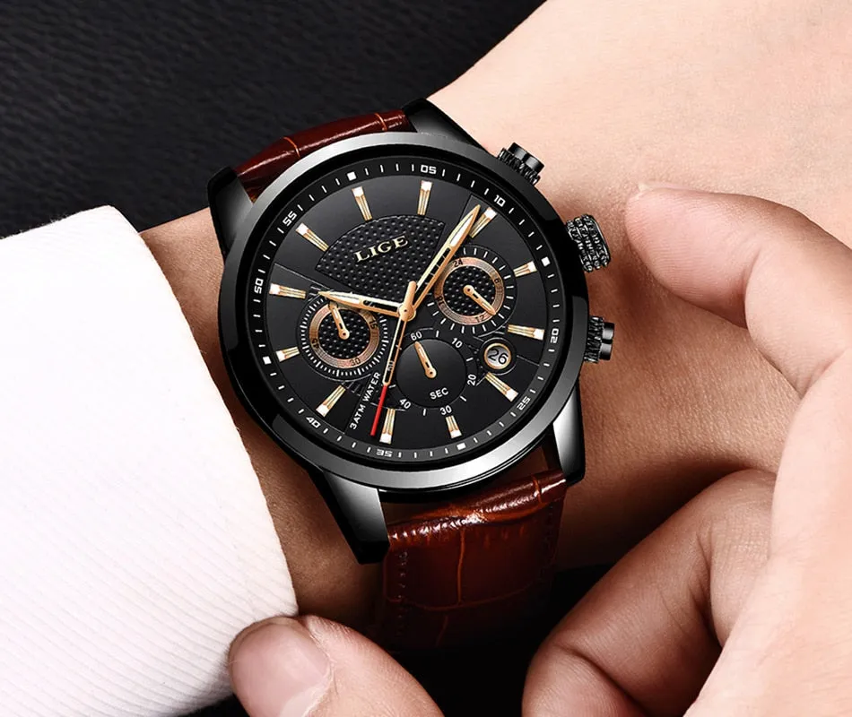Fashionable Military Watch Made of Leather