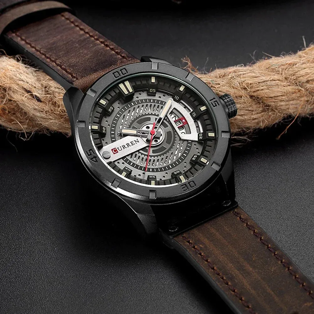 Fashiong Casual Business Wristwatch Leather Strap Male Clock Military Quartz Men Watches