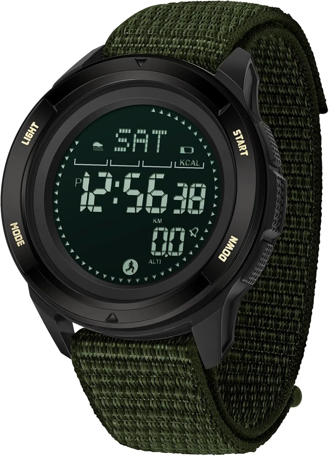 findtime Military Watches for Men Digital Tactical Sports Compass Pedometer Calorie Step Counter Watch Waterproof Stopwatch Pacer Running Watch Alarm Electronic Nylon Strap