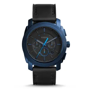 Fossil Machine Mens Leather Band Black Quartz Chronograph Dial Watch - FS5361