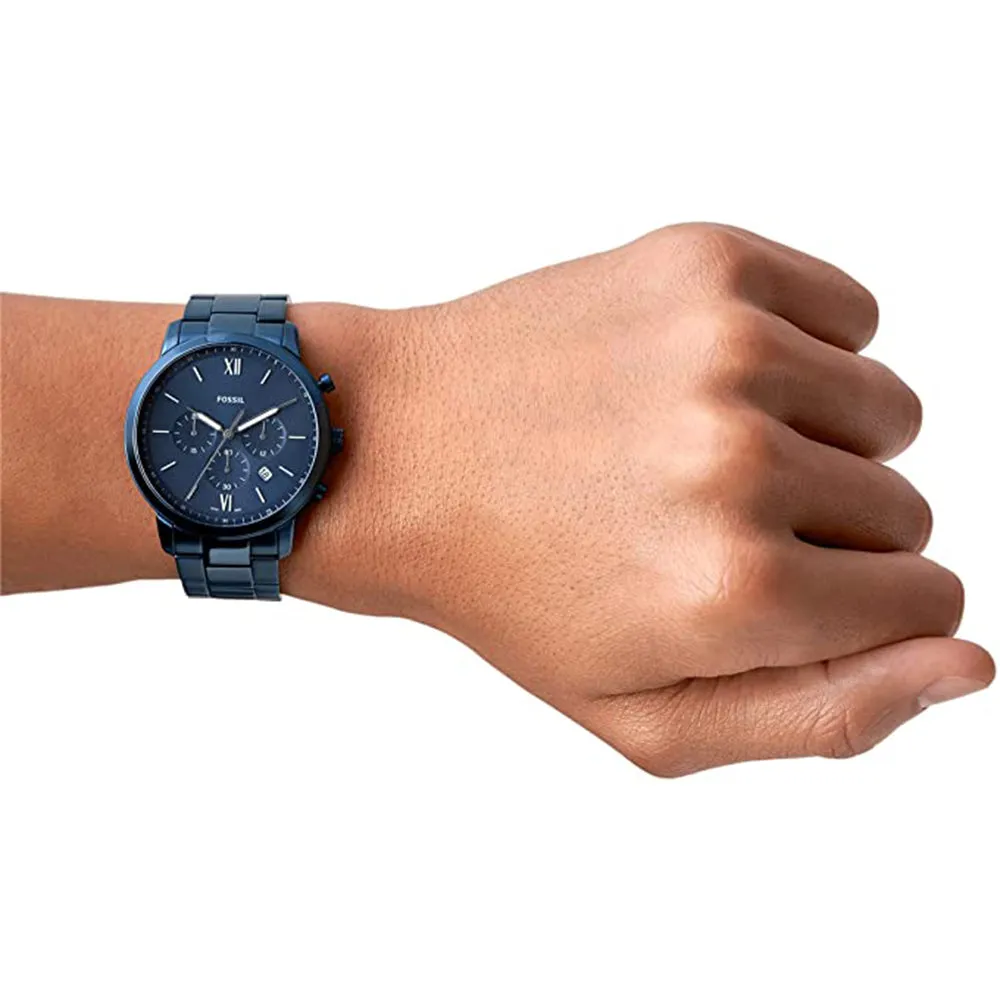 Fossil Mens Blue Dial Band Stainless Steel Quartz Watch - FS5826