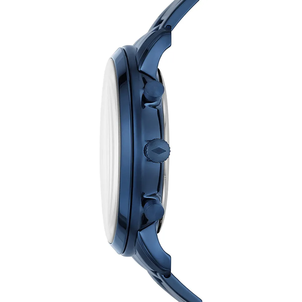 Fossil Mens Blue Dial Band Stainless Steel Quartz Watch - FS5826