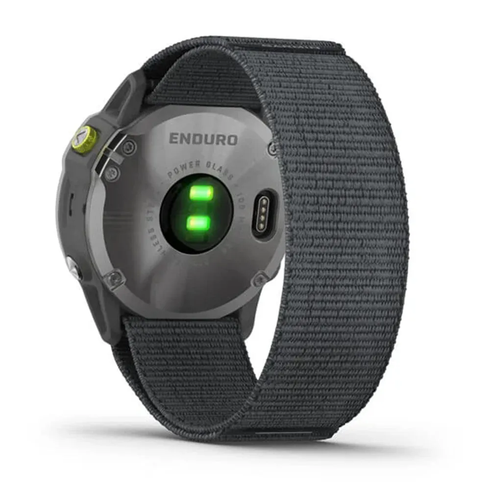 Garmin Enduro Steel Gray UltraFit Light-Weight Elastic Nylon Hook Loop Nylon Strap Watch - 010-02408-00