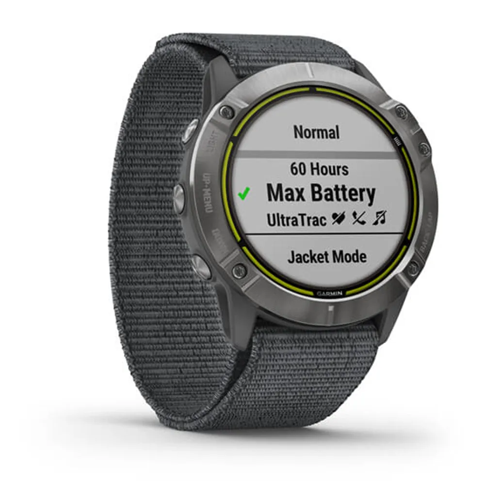 Garmin Enduro Steel Gray UltraFit Light-Weight Elastic Nylon Hook Loop Nylon Strap Watch - 010-02408-00