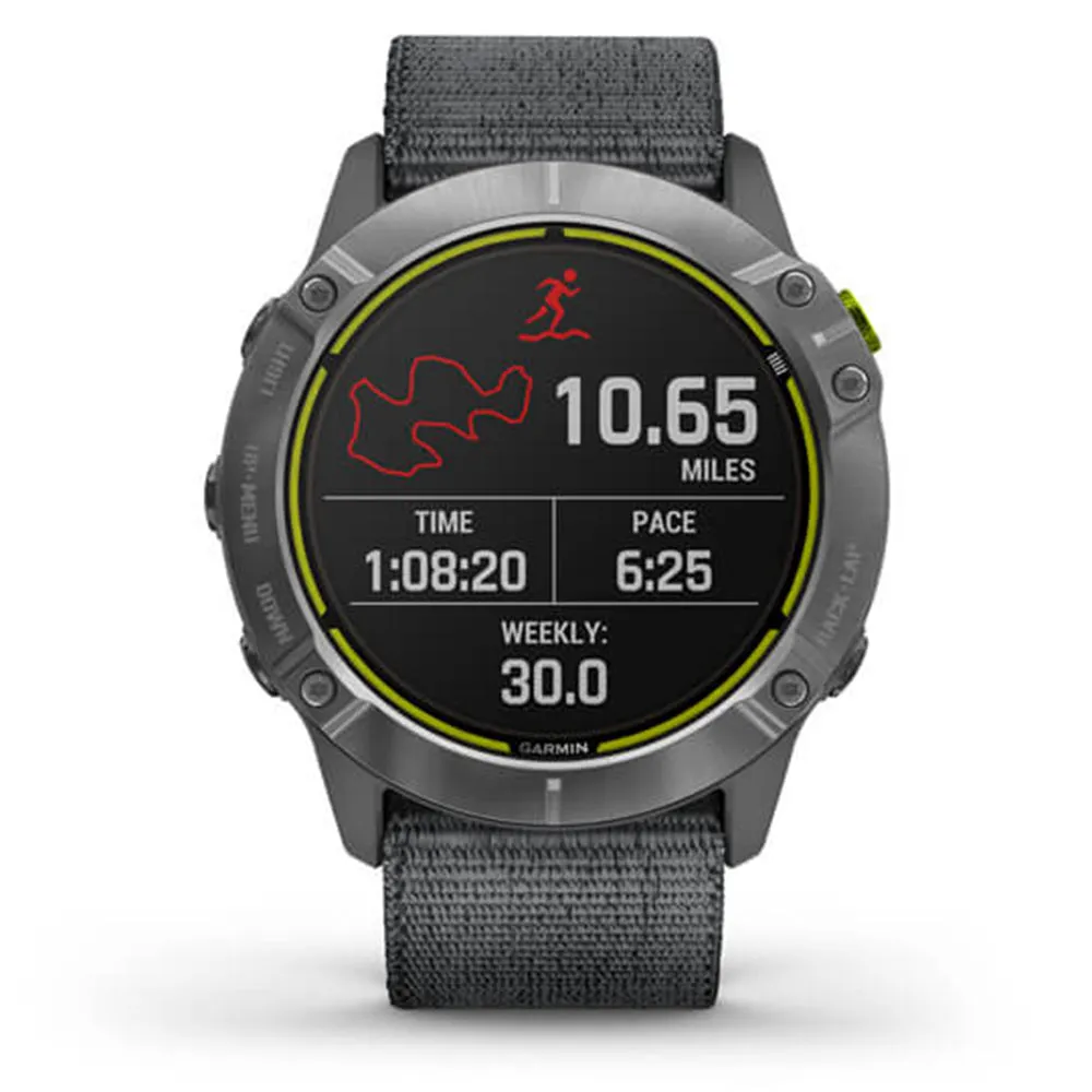 Garmin Enduro Steel Gray UltraFit Light-Weight Elastic Nylon Hook Loop Nylon Strap Watch - 010-02408-00
