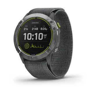 Garmin Enduro Steel Gray UltraFit Light-Weight Elastic Nylon Hook Loop Nylon Strap Watch - 010-02408-00