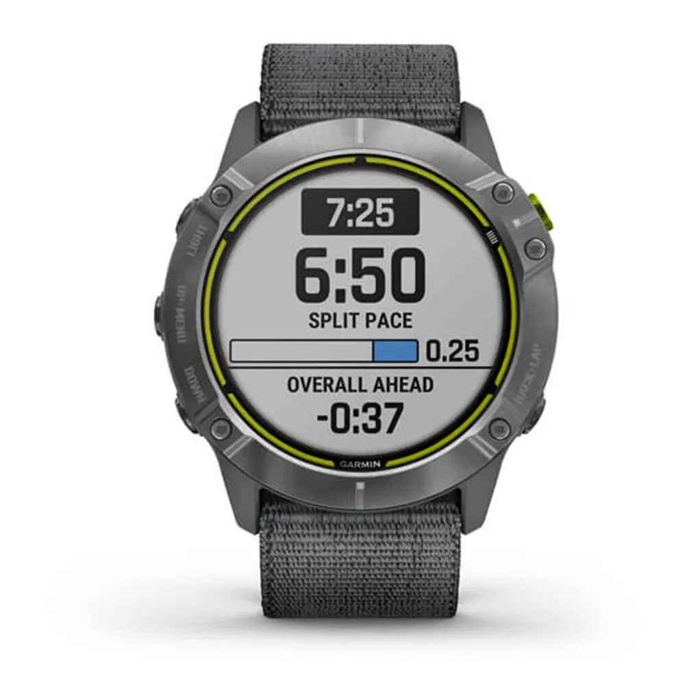 Garmin Enduro Steel Gray UltraFit Light-Weight Elastic Nylon Hook Loop Nylon Strap Watch - 010-02408-00