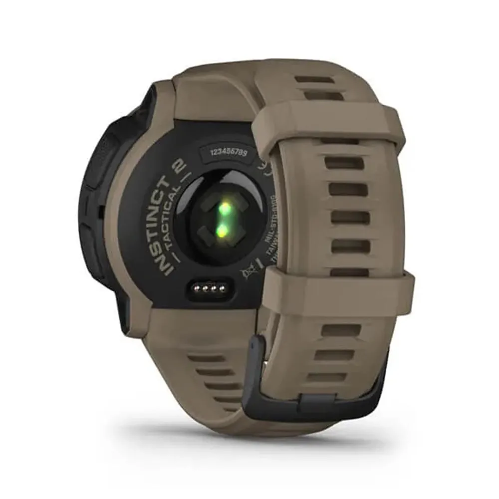 Garmin Instinct 2 Solar - Tactical Edition Coyote Tan Silicone Band Solar Charging Capabilities Multi-GNSS Support Watch - 010-02627-14