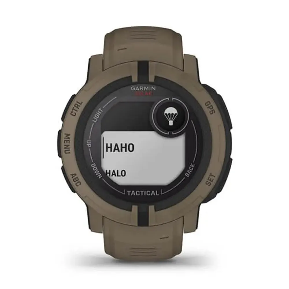 Garmin Instinct 2 Solar - Tactical Edition Coyote Tan Silicone Band Solar Charging Capabilities Multi-GNSS Support Watch - 010-02627-14