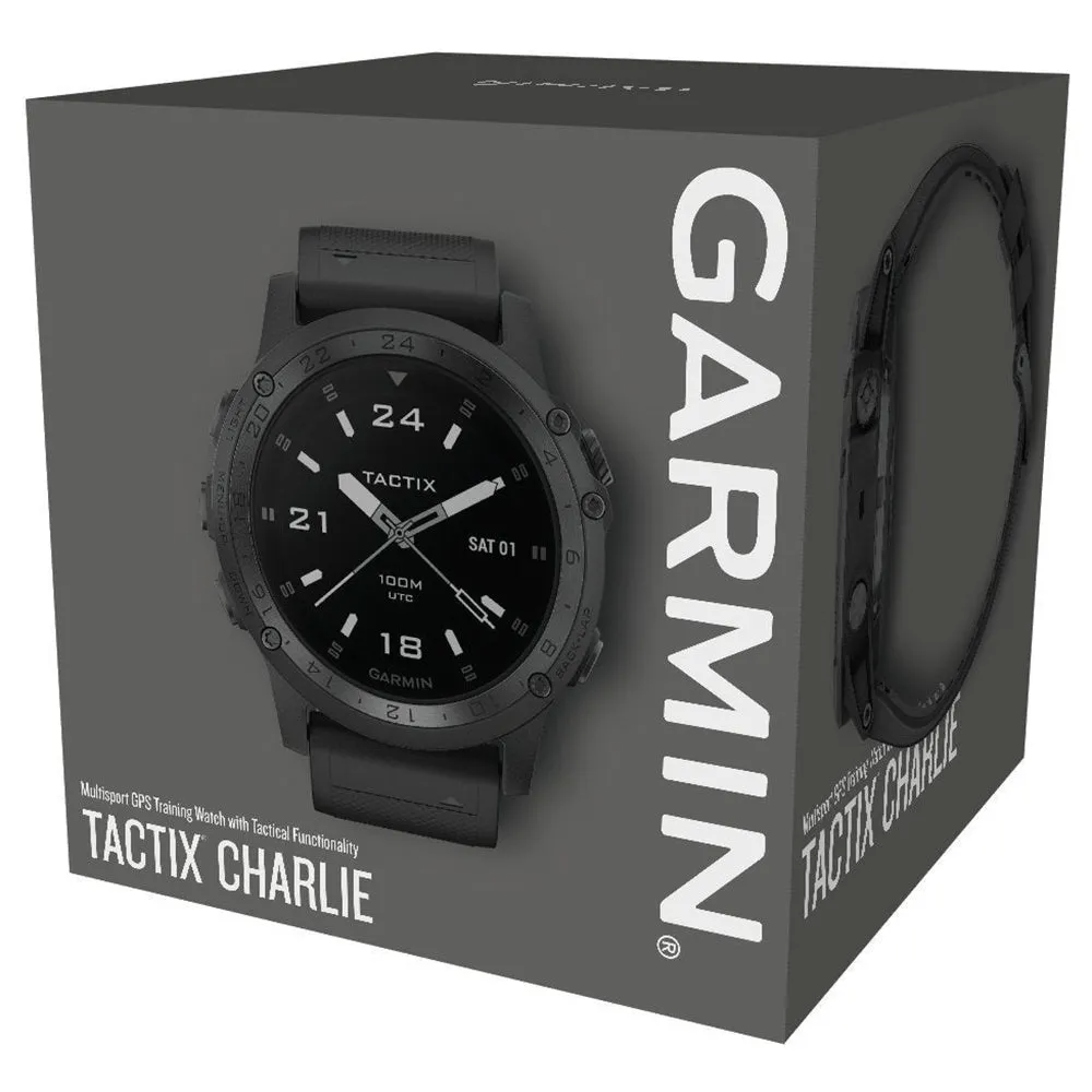 Garmin tactix Charlie Black Silicone Band Titanium Bezel Multi-sport GPS Smart Watch - 010-02084-00