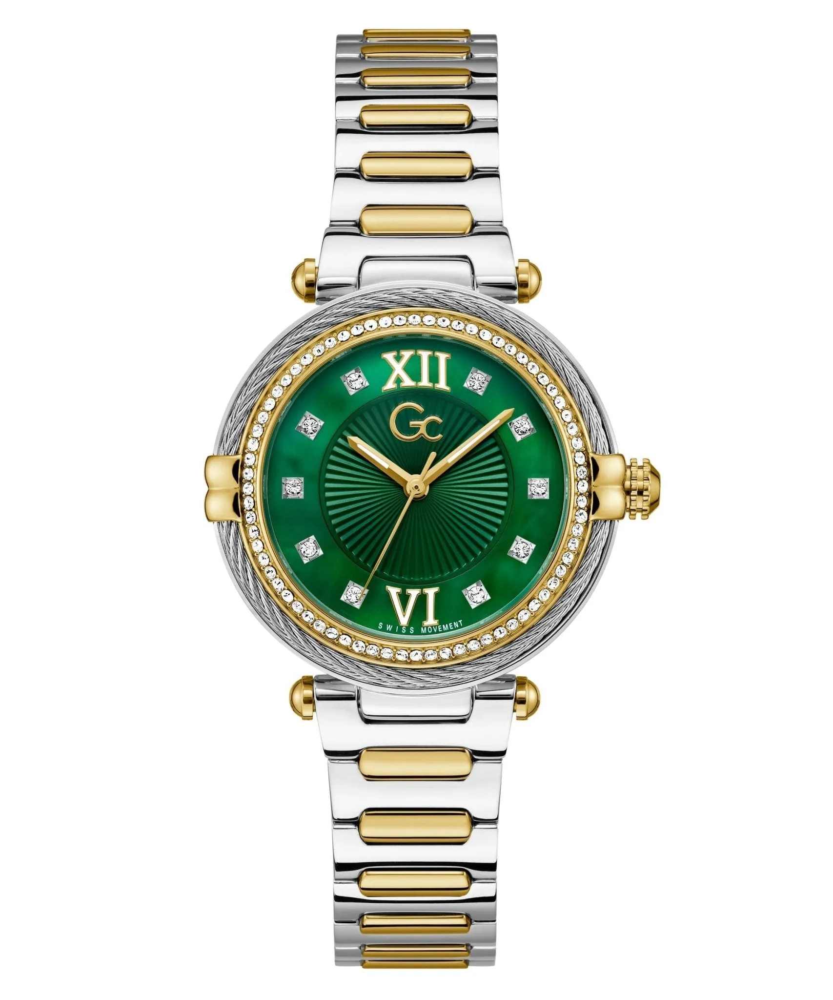 GC Ladies Vogue Cable Silver Yellow Gold Watch Z52002L9MF