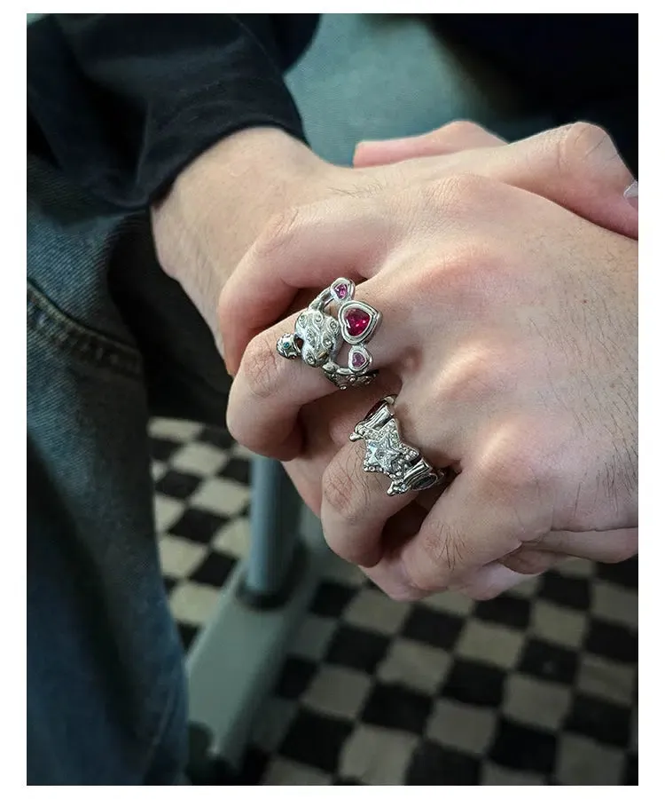 Heart Motif Gemstone Ring