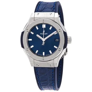 Hublot Classic Fusion Blue Dial Blue Leather Ladies Watch 581.NX.7170.LR