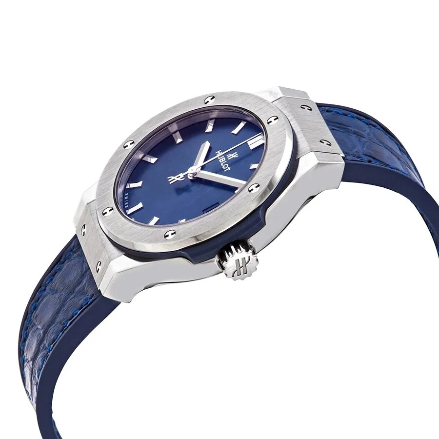 Hublot Classic Fusion Blue Dial Blue Leather Ladies Watch 581.NX.7170.LR