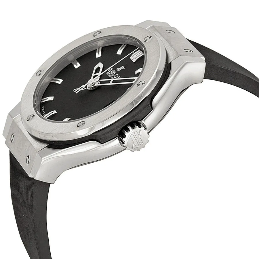 Hublot Classic Fusion Titanium Black Dial Black Rubber Ladies Watch 581.NX.1170.RX