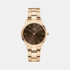 Iconic Women's Brown Analog Stainless Steel Watch DW00100462
