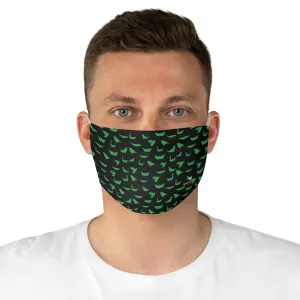 Japanese Style Crane Face Mask, Black Green Adult Modern Fabric Face Mask-Made in USA