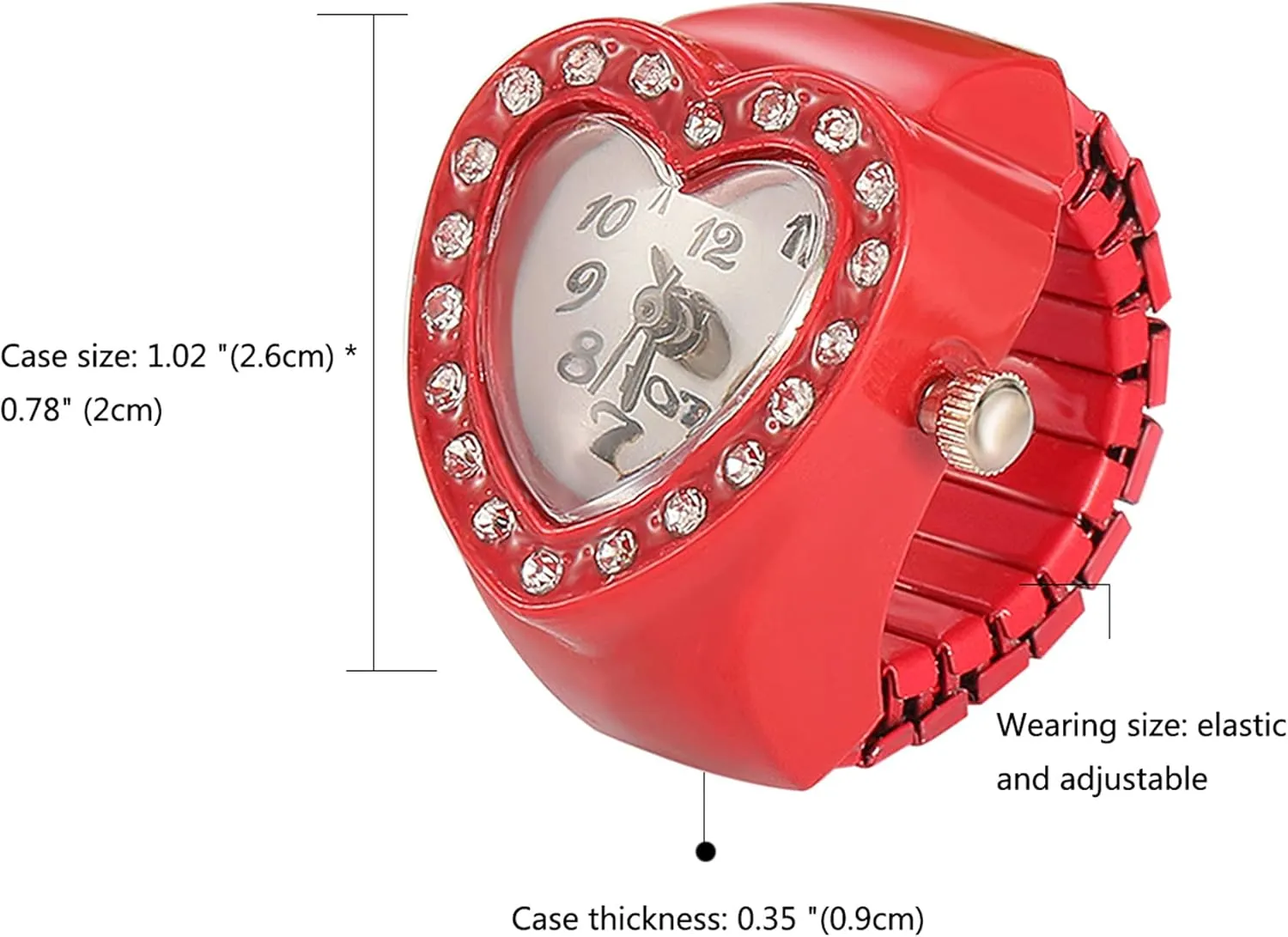 JewelryWe Men Women Finger Watch Round Analog Quartz Finger Ring Watches, Adjustable Size