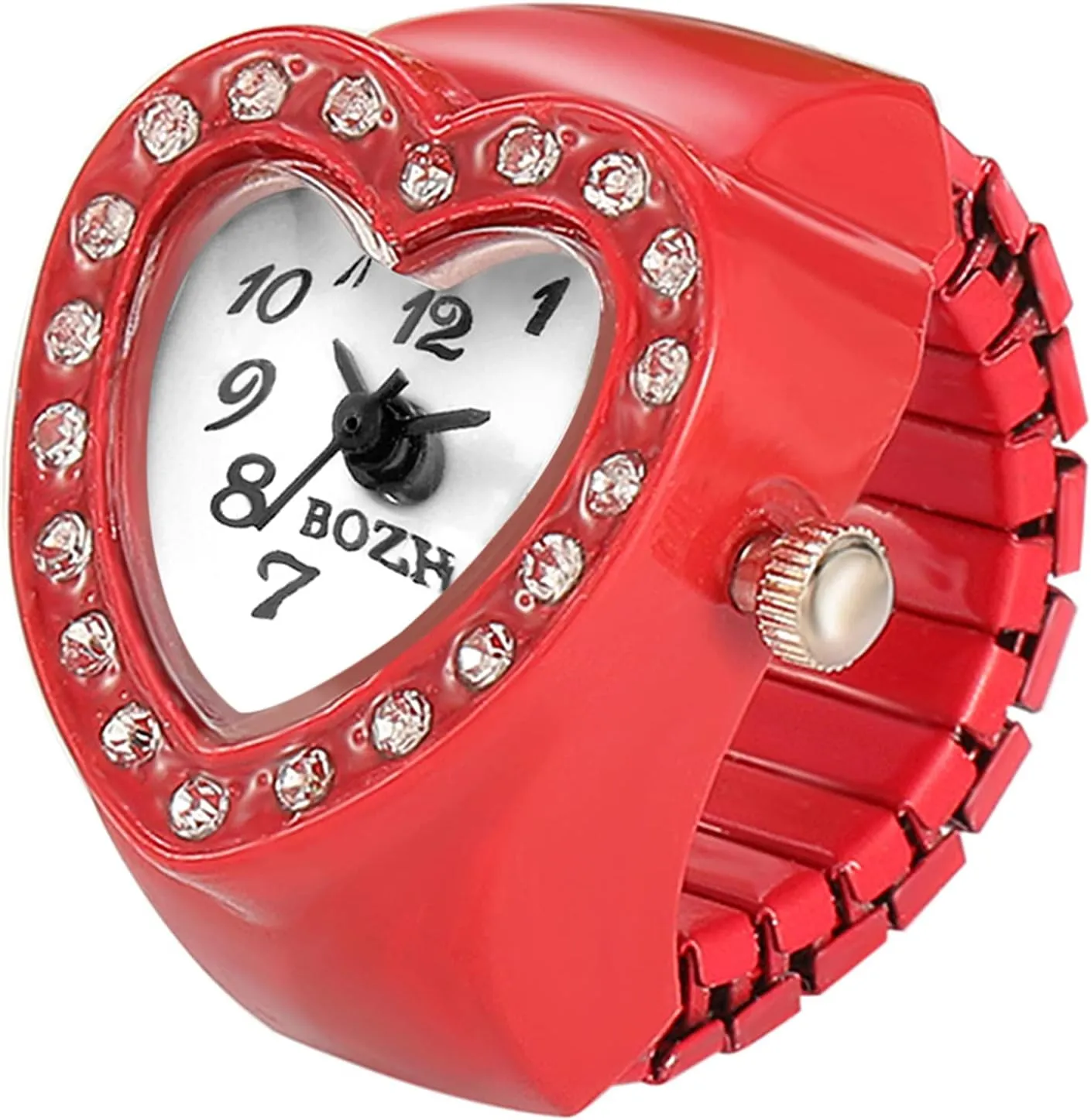 JewelryWe Men Women Finger Watch Round Analog Quartz Finger Ring Watches, Adjustable Size