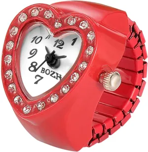 JewelryWe Men Women Finger Watch Round Analog Quartz Finger Ring Watches, Adjustable Size