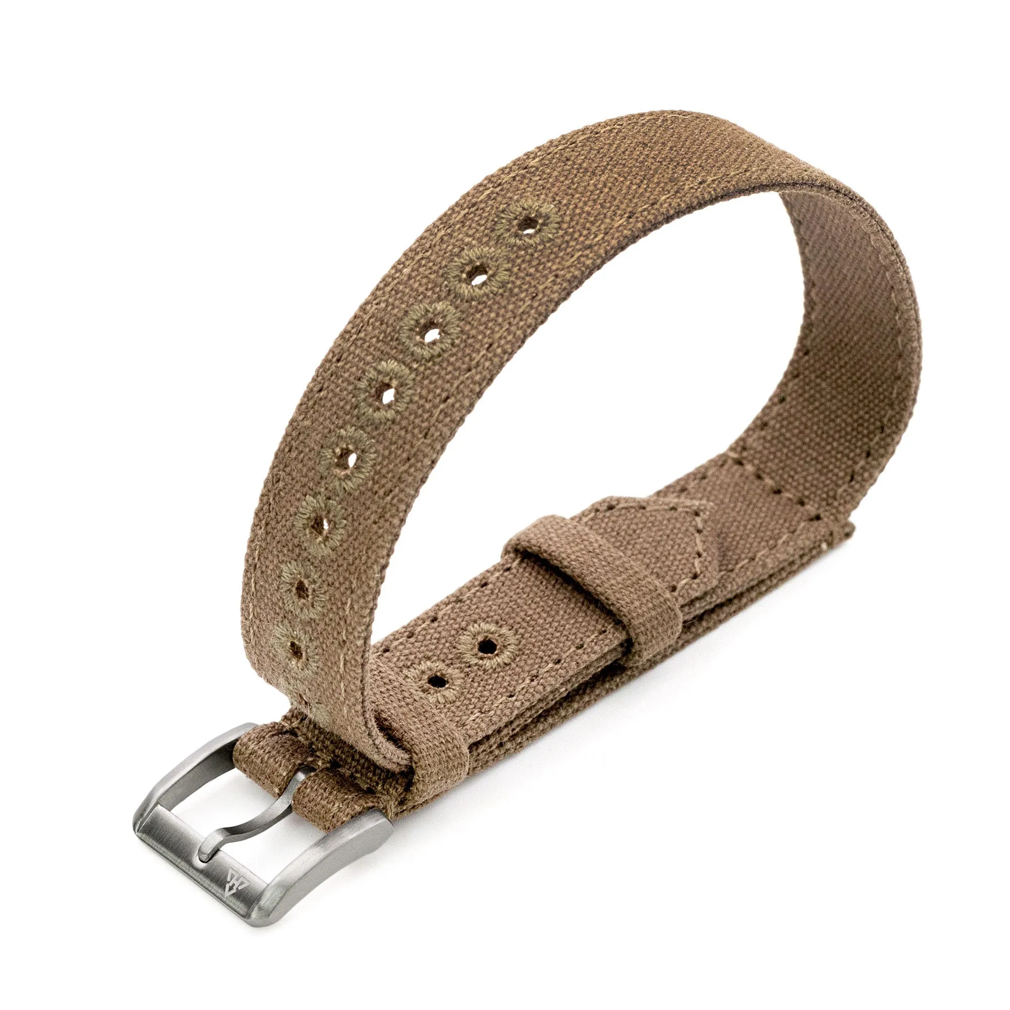 Khaki Sand 16mm or 18mm Canvas One-Piece Nylon Armband by HAVESTON Straps, Brushed