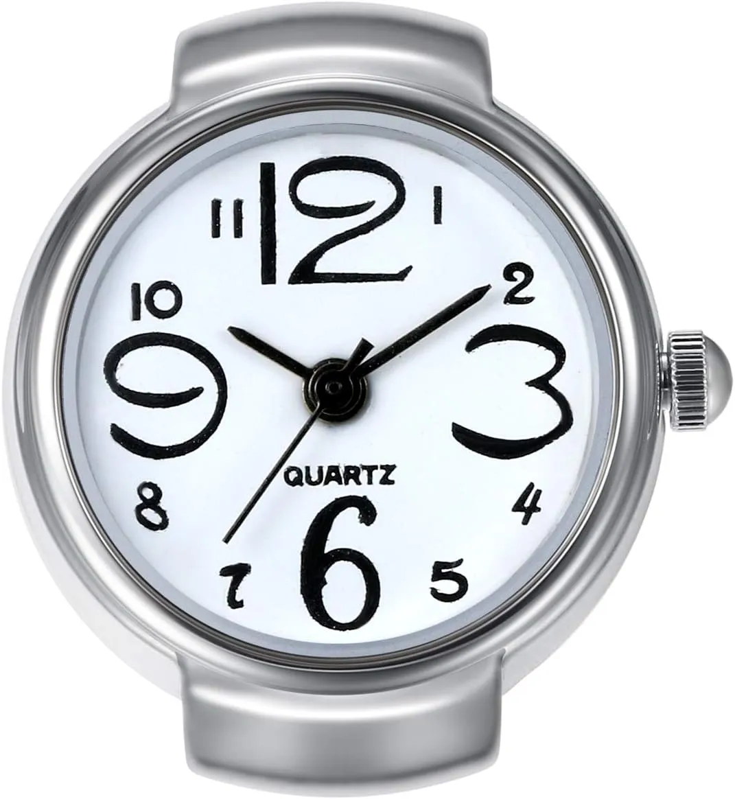 Lancardo Ring Watch for Women and Men Analog Quartz Watch Arabic Numerals White Dial Elastic Band Creative Finger Watch for Christams Valentine's Day