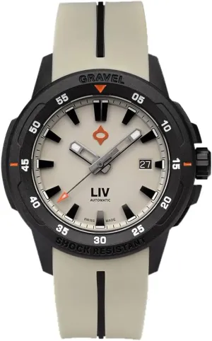LIV Gravel 001 Collection - Rugged 26-Jewel Swiss Automatic - Dense Carbon Case with Shock Resistant Tech - Multi-Layer 3D Dial - 100M Water Resistant - Lightweight Men's Adventure Watch