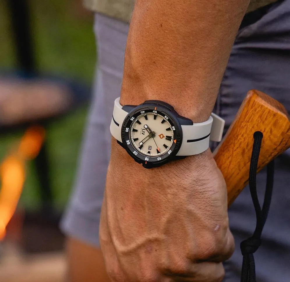 LIV Gravel 001 Collection - Rugged 26-Jewel Swiss Automatic - Dense Carbon Case with Shock Resistant Tech - Multi-Layer 3D Dial - 100M Water Resistant - Lightweight Men's Adventure Watch
