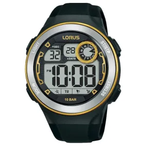 Lorus Men's Digital Watch with Day/Date, Silicone Strap R2379NX9