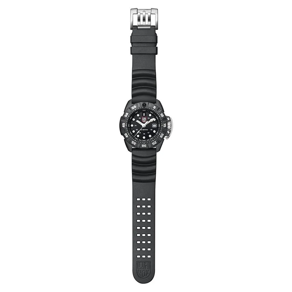 Luminox Men's Scott Cassell Deep Dive 1550 Series Black Rubber Band Black Analog Dial Quartz Watch - XS.1551